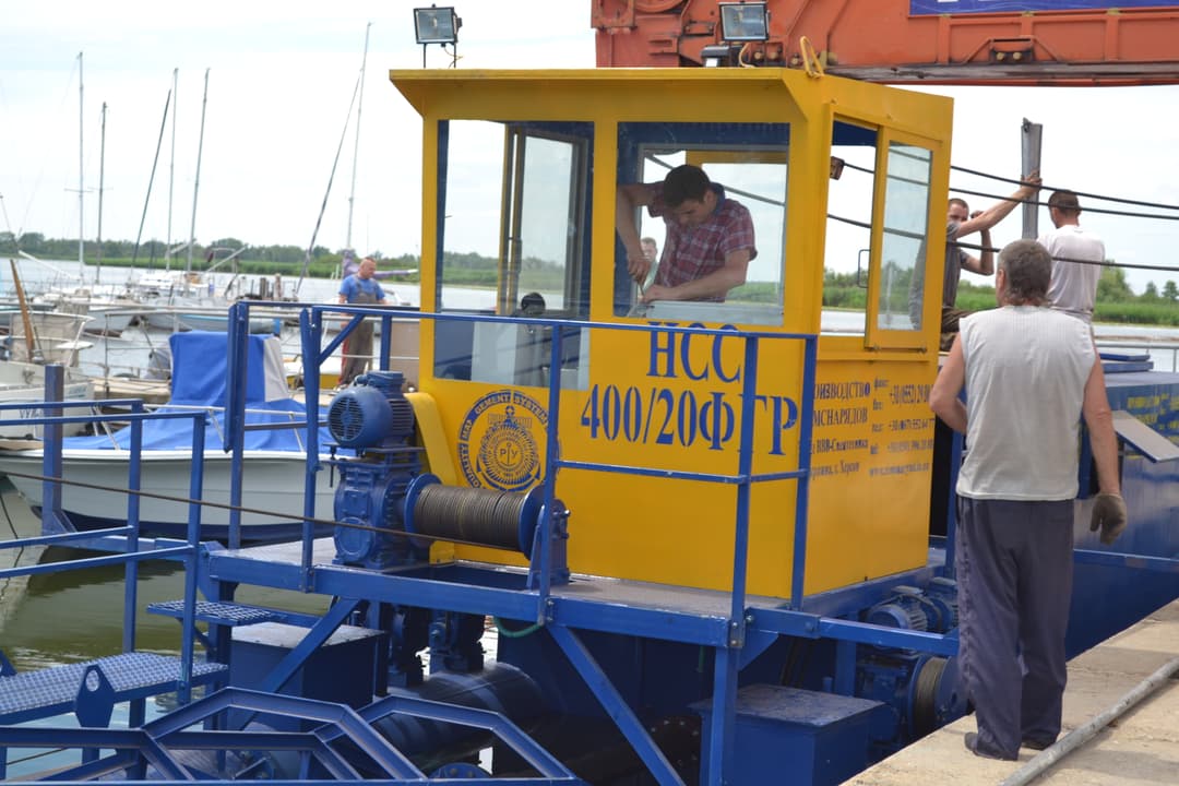 Dredger in operation